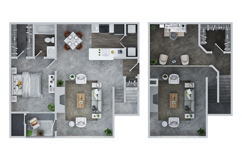 Floor plan for 1 bed, 1 bath, 1033 sqft